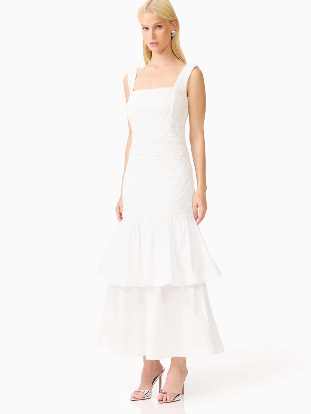 Elliatt Alexandria Tiered Gown in White - Picture 2 of 3